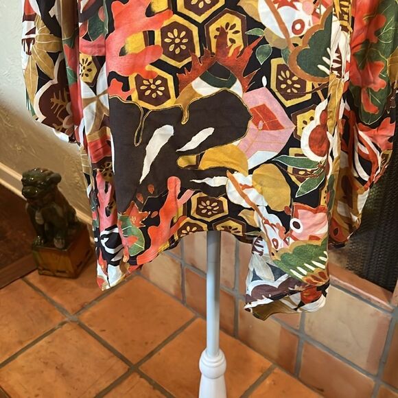 Natori IKEBANA PRINTED COTTON SILK SHIRT, L/XL! - Picture 3 of 11